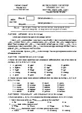 Đề thi Olympic cấp huyện môn Tiếng Anh Lớp 6 - Năm học 2014-2015 - Phòng giáo dục và đào tạo huyện Thanh Oai